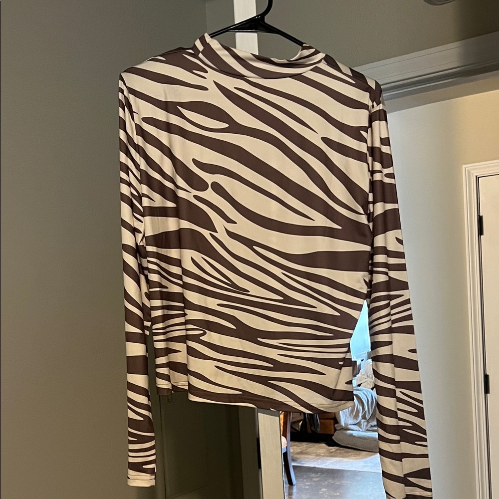 Brown and White Zebra Print Women's Top
